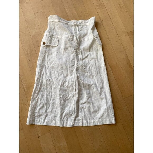 𝅺ALC Bnwot White "Cecilla" Cargo Skirt Linen Blend Sz 0 Front Slit Drawstring - Picture 2 of 5